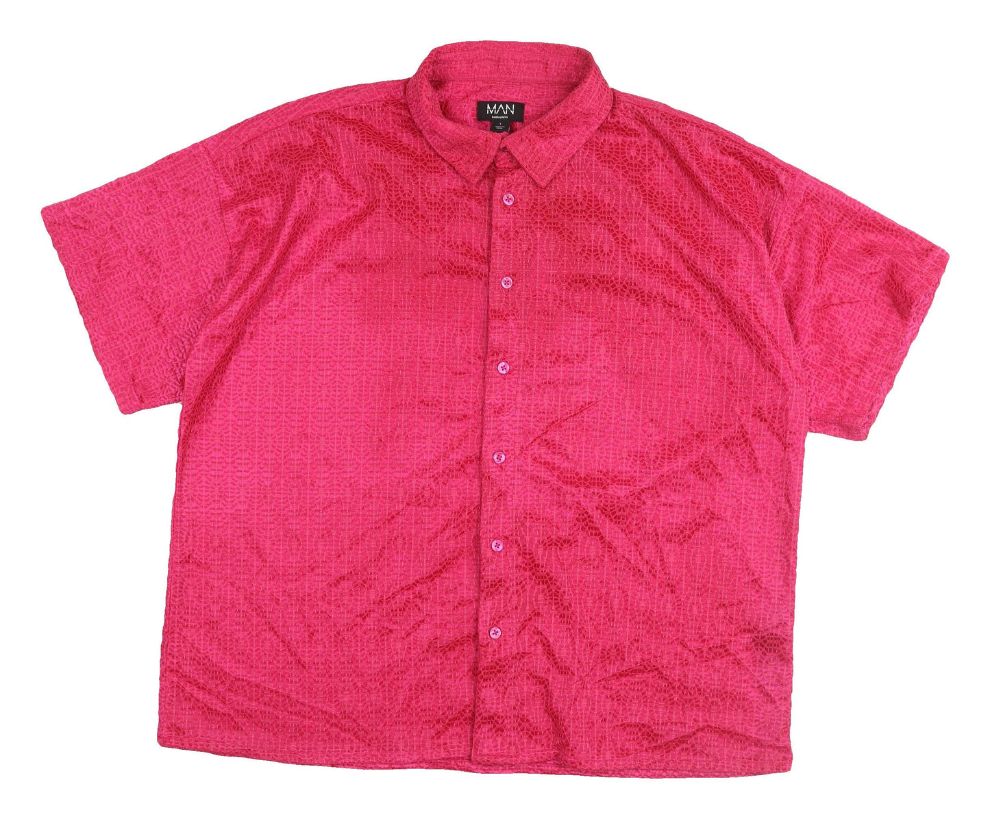BoohooMAN Pink Short Sleeve Casual Shirt L