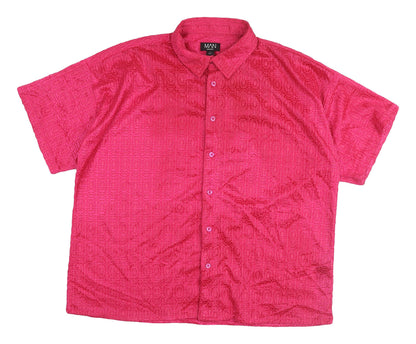 BoohooMAN Pink Short Sleeve Casual Shirt L