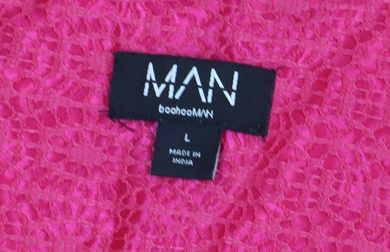 BoohooMAN Pink Short Sleeve Casual Shirt L