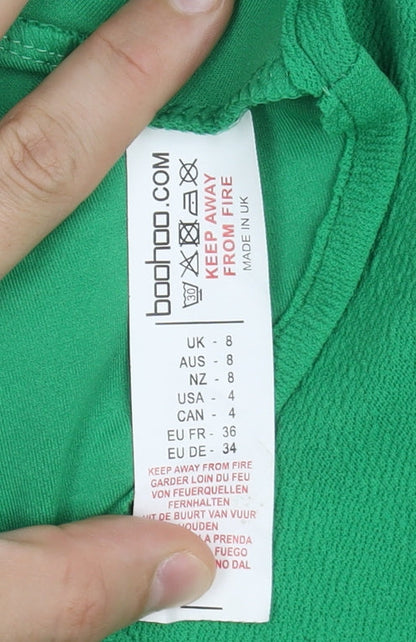 Boohoo Women's Green Fit & Flare Dress Size 8