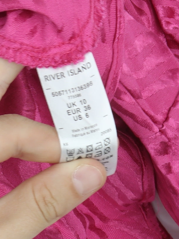Womens UK Size 10 River Island Pink Cropped Blouse