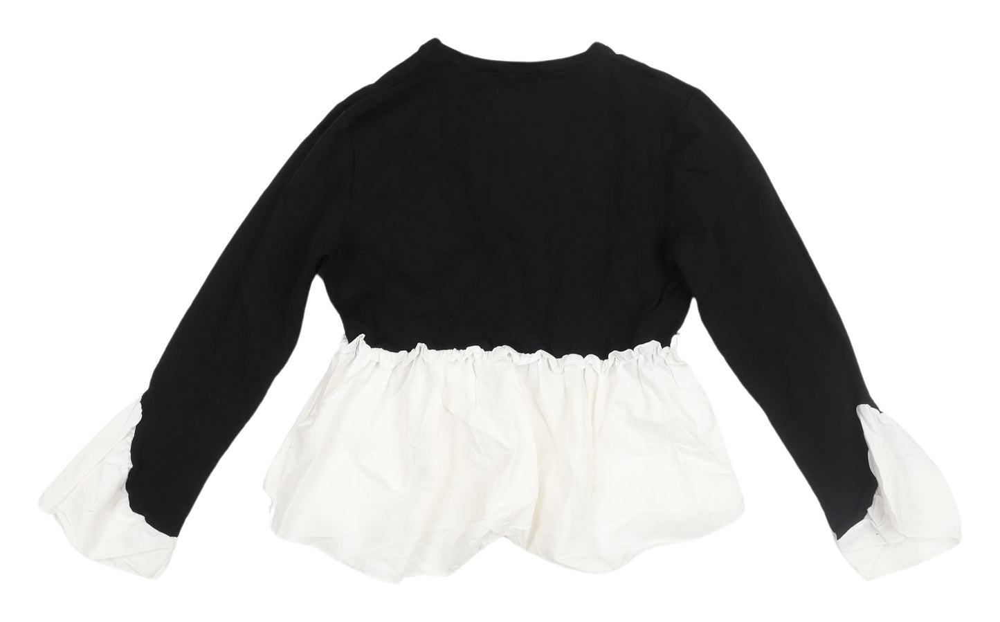 I Saw It First Women's Black White Ruffle Blouse M Casual