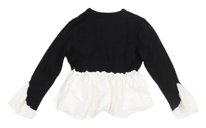 I Saw It First Women's Black White Ruffle Blouse M Casual