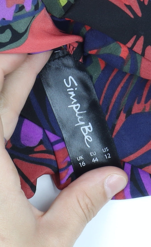 Simply Be Multicoloured Women's Floral Dress, Size 16