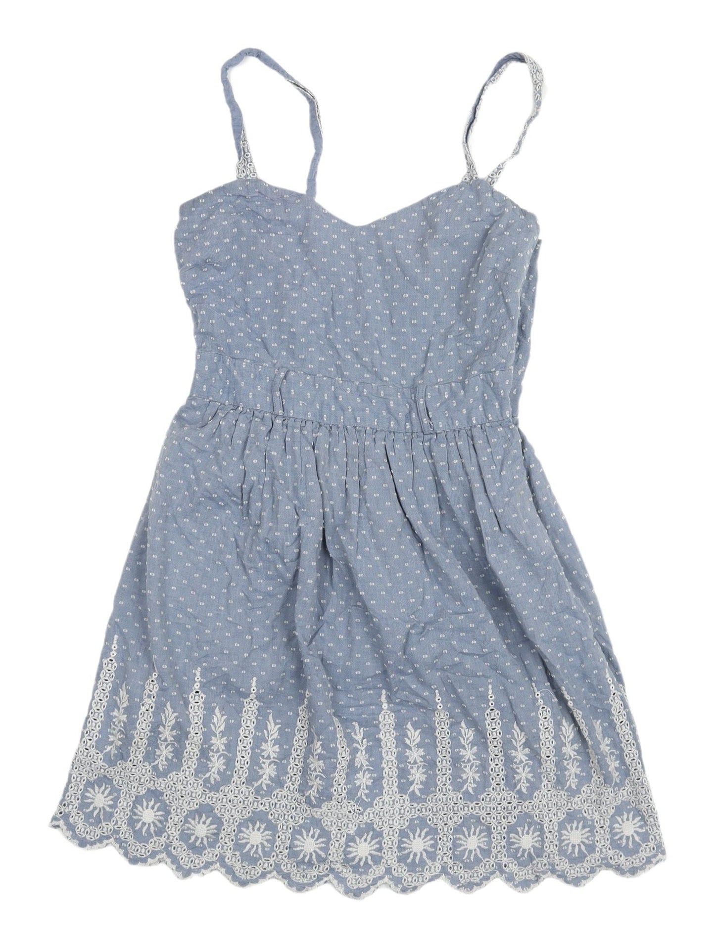 Miss Selfridge Blue Embroidered Slip Dress UK 6
