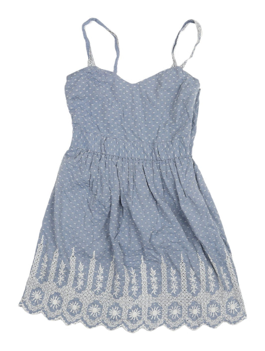 Miss Selfridge Blue Embroidered Slip Dress UK 6