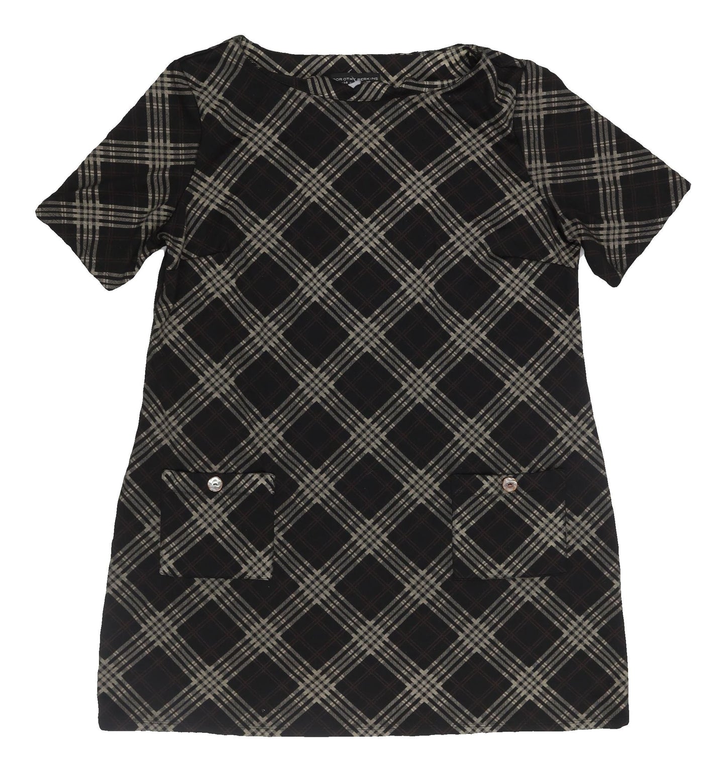 Dorothy Perkins Women's Black Plaid Shift Dress Size 18