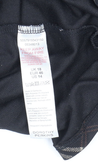 Dorothy Perkins Women's Black Plaid Shift Dress Size 18