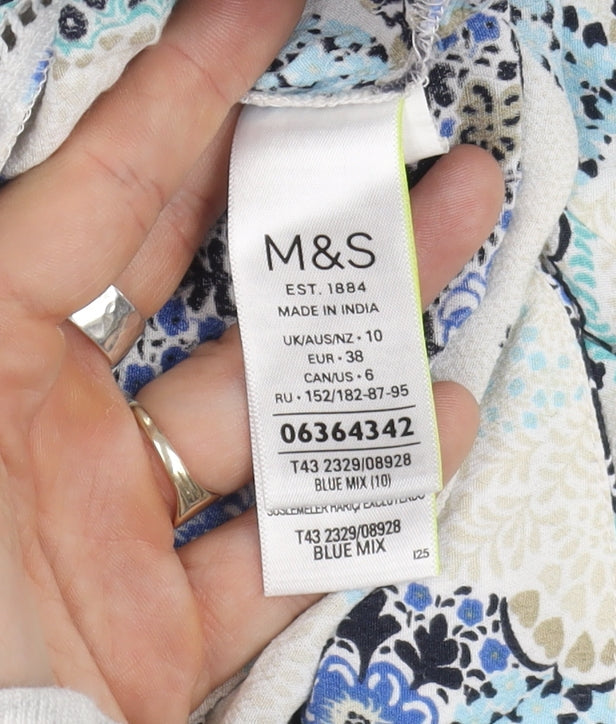 Womens UK Size 10 Marks and Spencer Multicoloured Basic Blouse
