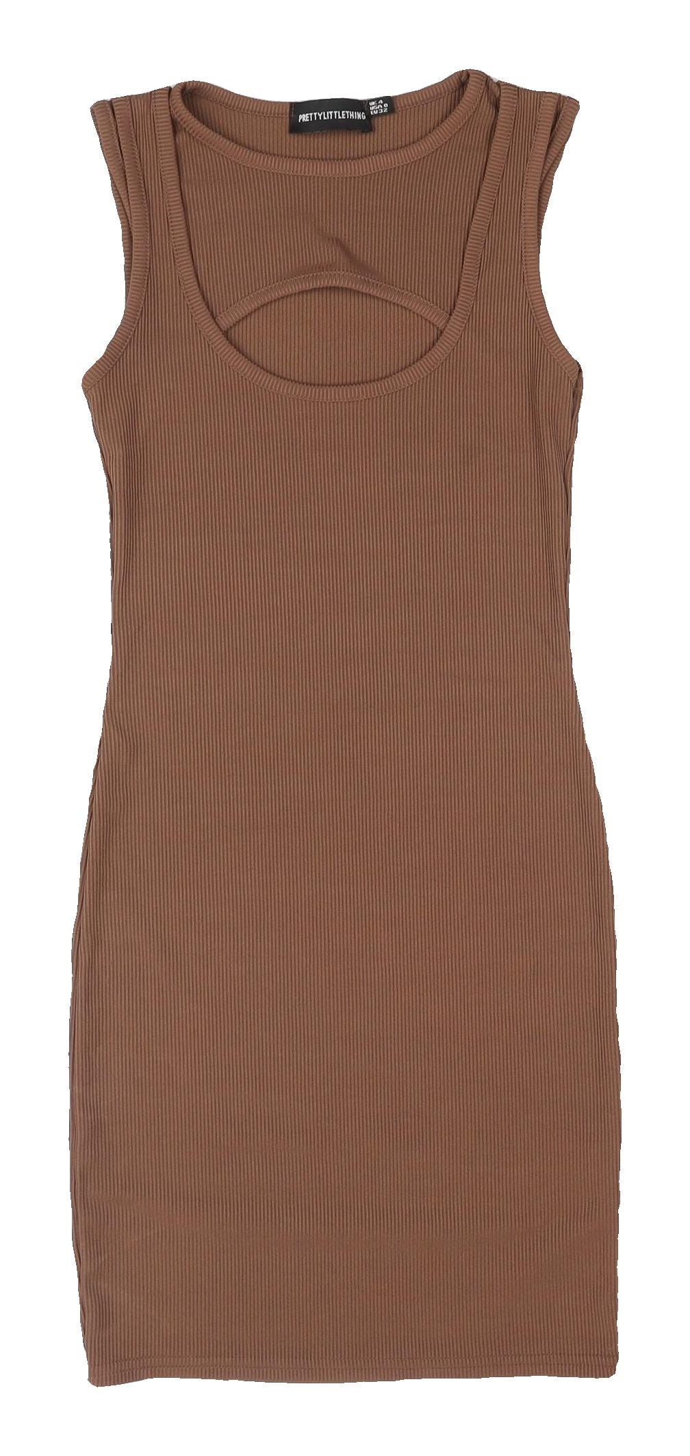 PrettyLittleThing Brown Bodycon Mini Dress UK 4