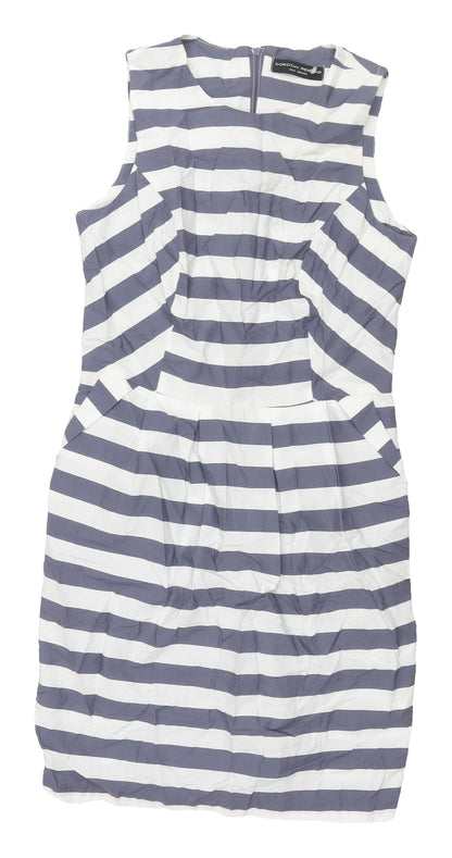 Dorothy Perkins Women's Grey Striped Sheath Dress Size 10