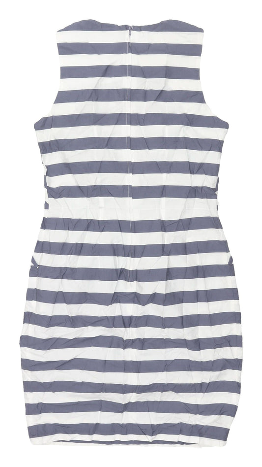 Dorothy Perkins Women's Grey Striped Sheath Dress Size 10