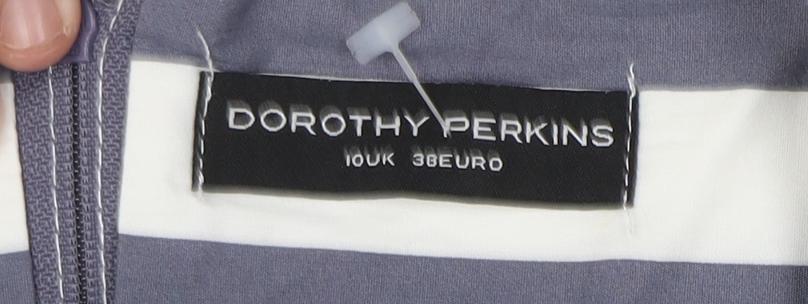 Dorothy Perkins Women's Grey Striped Sheath Dress Size 10