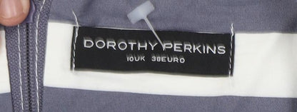 Dorothy Perkins Women's Grey Striped Sheath Dress Size 10