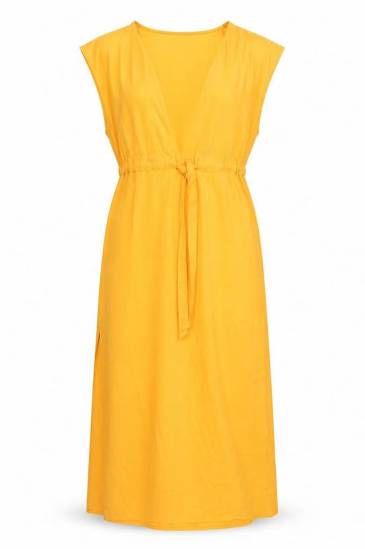 Azure Debenhams Yellow Wrap Midi Dress, Size 6, Women