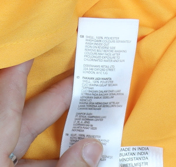 Azure Debenhams Yellow Wrap Midi Dress, Size 6, Women