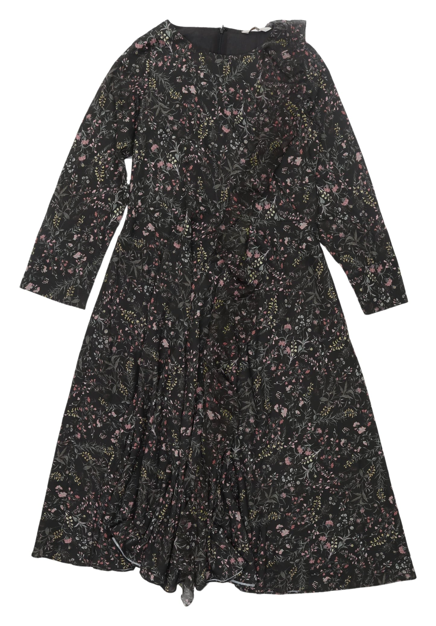 Modern Rarity Women's Black Floral Wrap Dress Size 8