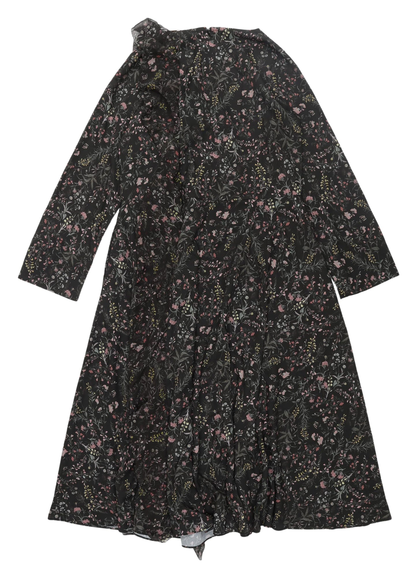 Modern Rarity Women's Black Floral Wrap Dress Size 8