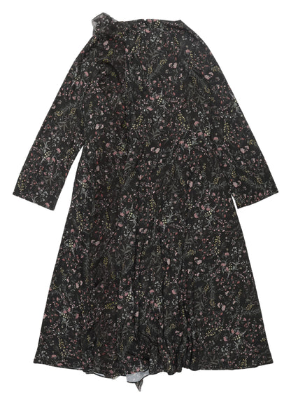 Modern Rarity Women's Black Floral Wrap Dress Size 8