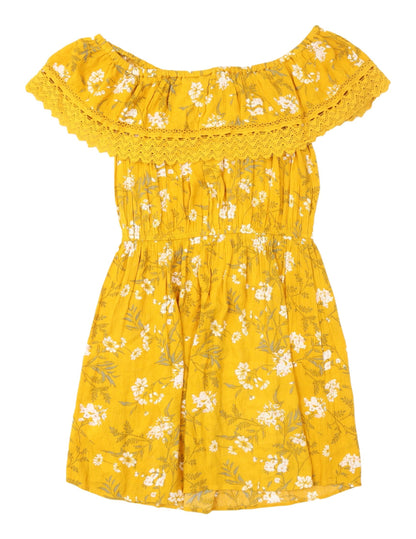 Miss Selfridge Women's Yellow Floral Off-Shoulder Dress
