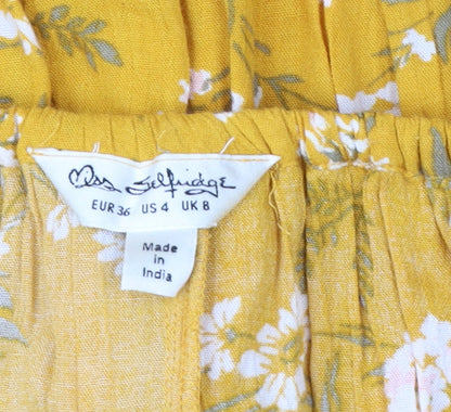 Miss Selfridge Women's Yellow Floral Off-Shoulder Dress