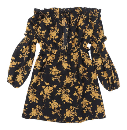 In The Style Women's Black Floral A-Line Dress
