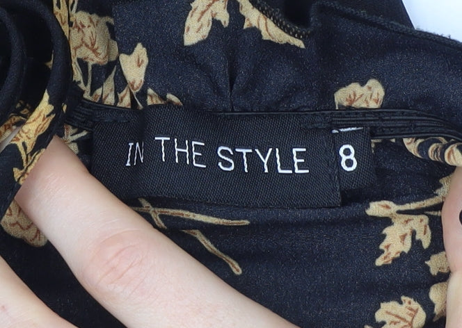 In The Style Women's Black Floral A-Line Dress