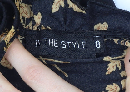 In The Style Women's Black Floral A-Line Dress