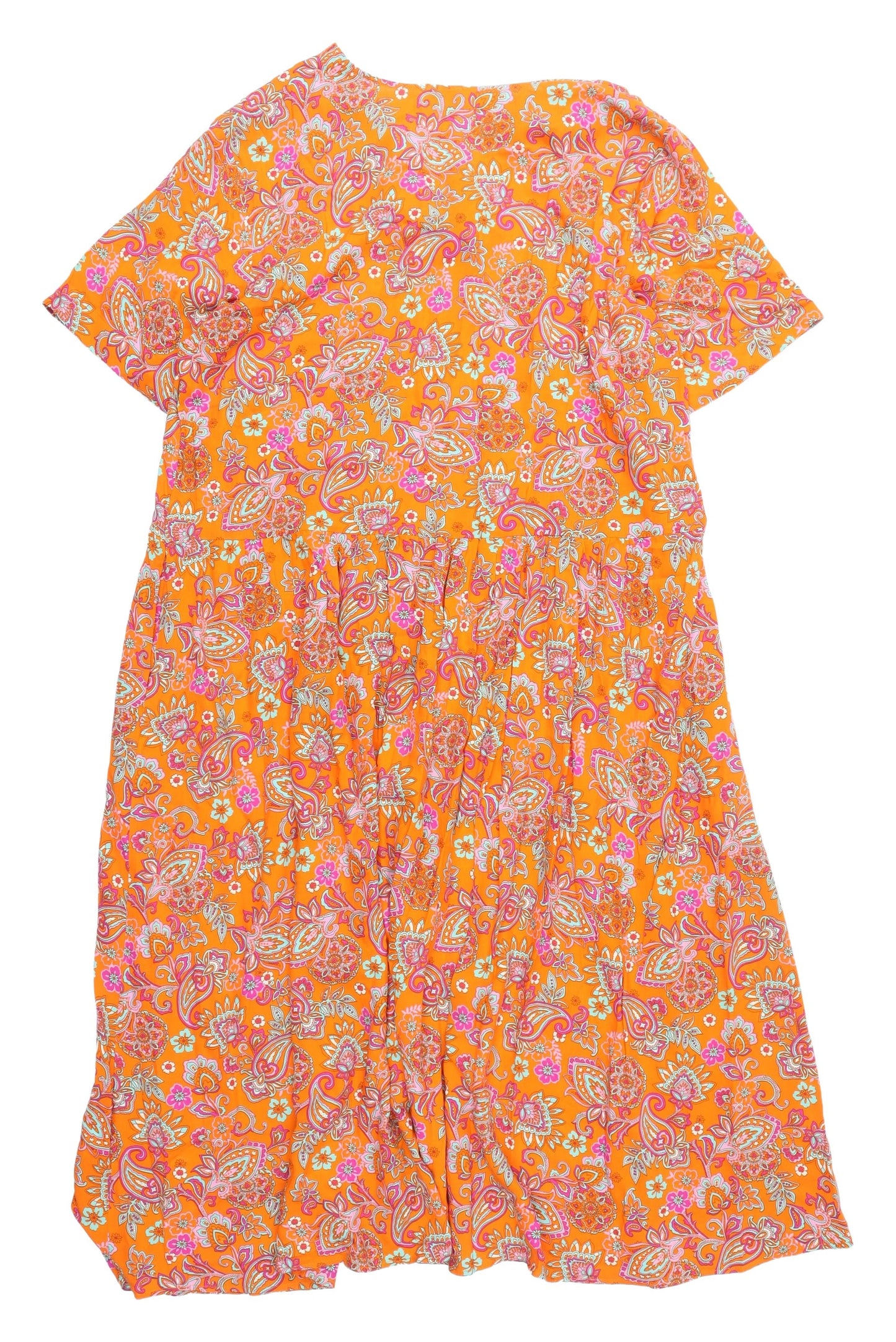 Milano Women's Orange Paisley Viscose Dress, Size 12