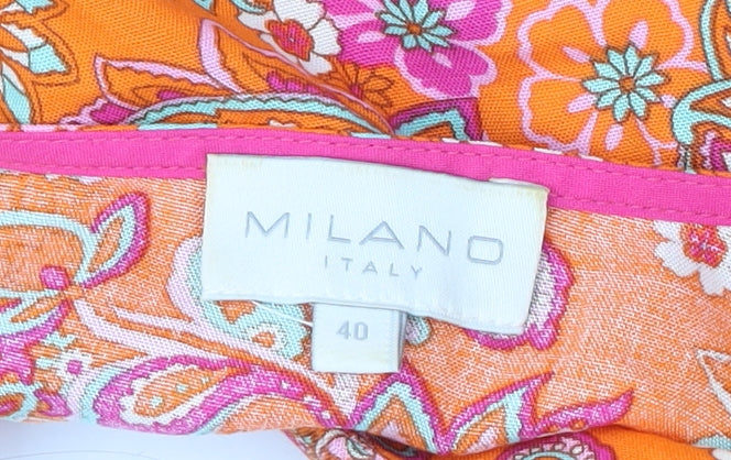 Milano Women's Orange Paisley Viscose Dress, Size 12