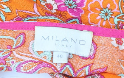Milano Women's Orange Paisley Viscose Dress, Size 12