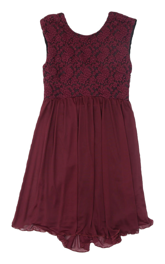 River Island Women's Red Lace A-Line Dress, Size 8