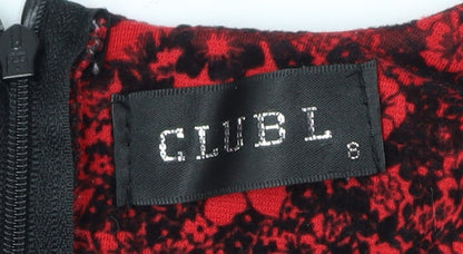 C.L.U.B.L Women's Red Floral Fit & Flare Dress Size 12