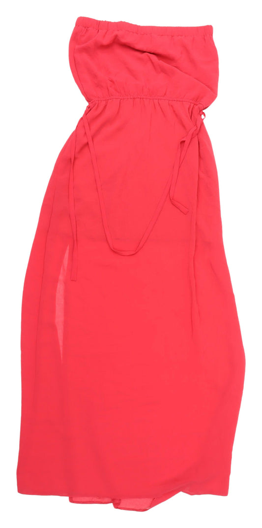 Miss Selfridge Red Strapless Maxi Dress - Size 10