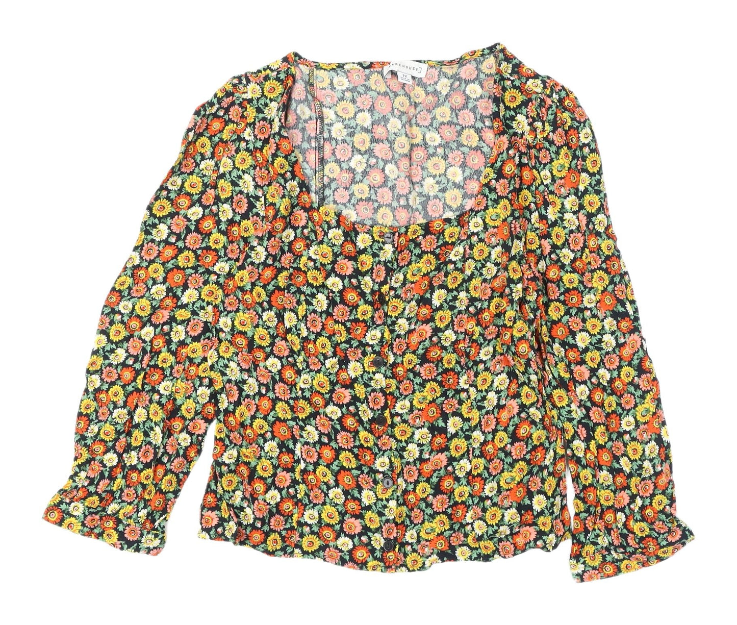 Womens UK Size 12 Warehouse Multicoloured Tunic Blouse