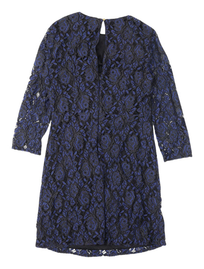 Oasis Women's Blue Floral Lace Sheath Dress Size 10