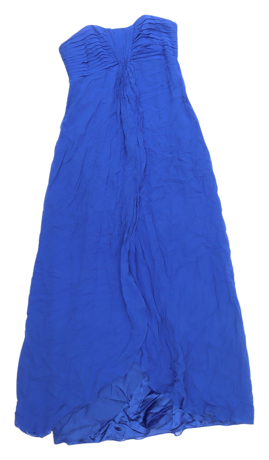 Coast Women's Blue Silk Strapless Long Dress Size 8