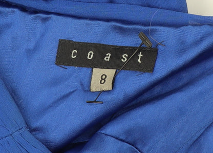 Coast Women's Blue Silk Strapless Long Dress Size 8