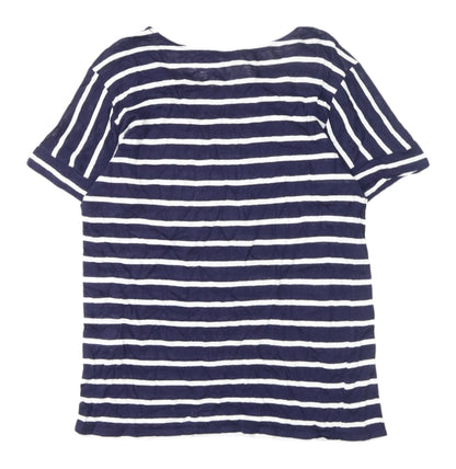 OVS Women's Blue Striped T-Shirt XL Scoop Neck
