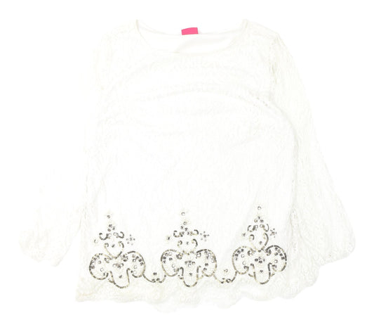 Womens UK Size 14 Together White Tunic Blouse