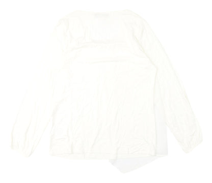 Patrizia Dini Women's White Blouse, Size 14, Long Sleeve
