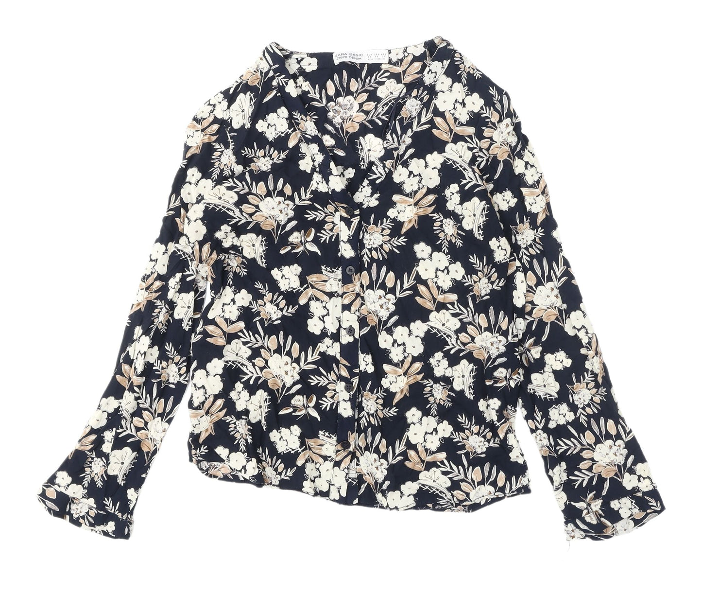 Womens UK Size XS Zara Multicoloured Basic Blouse