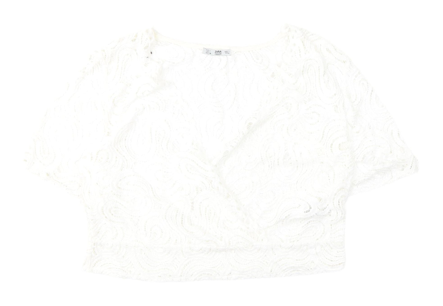 Womens UK Size L Zara White Cropped Blouse