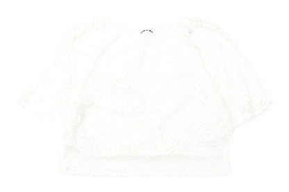 Womens UK Size L Zara White Cropped Blouse