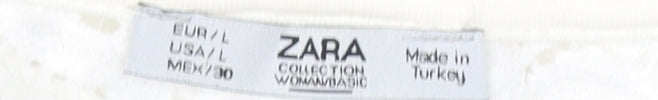 Womens UK Size L Zara White Cropped Blouse