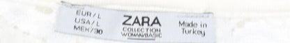 Womens UK Size L Zara White Cropped Blouse