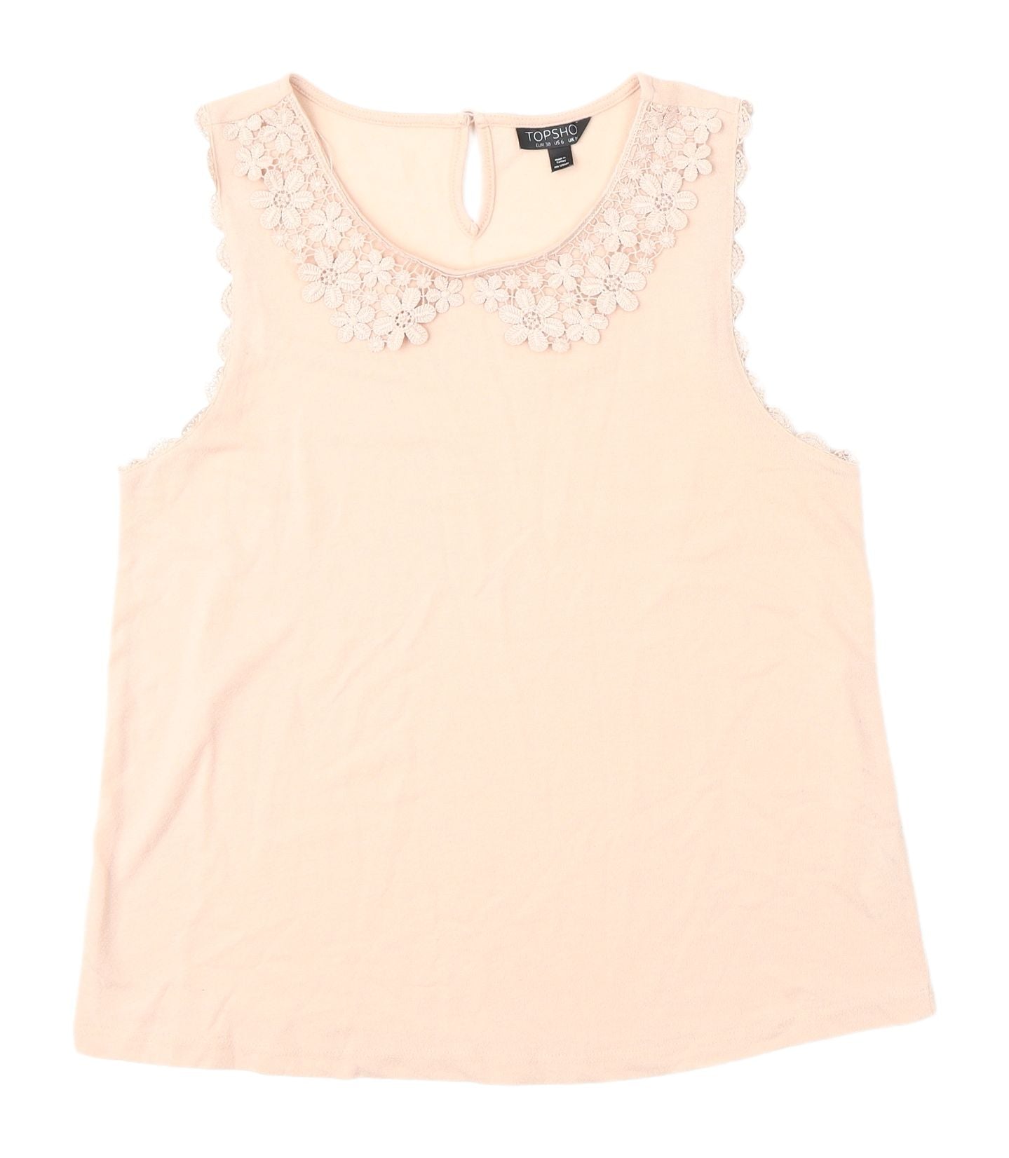 Womens UK Size 10 Topshop Beige Basic Blouse
