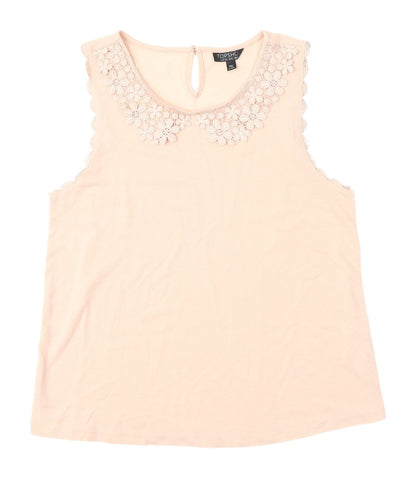 Womens UK Size 10 Topshop Beige Basic Blouse