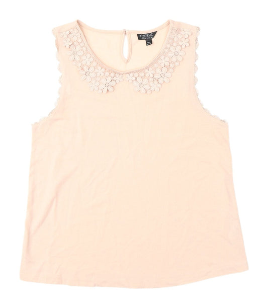 Womens UK Size 10 Topshop Beige Basic Blouse