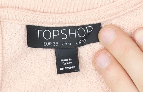 Womens UK Size 10 Topshop Beige Basic Blouse